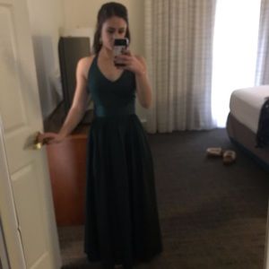 Halter neck bridesmaid dress in color “forest”